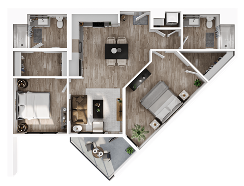 a floor plan of a house with a bedroom and a living room